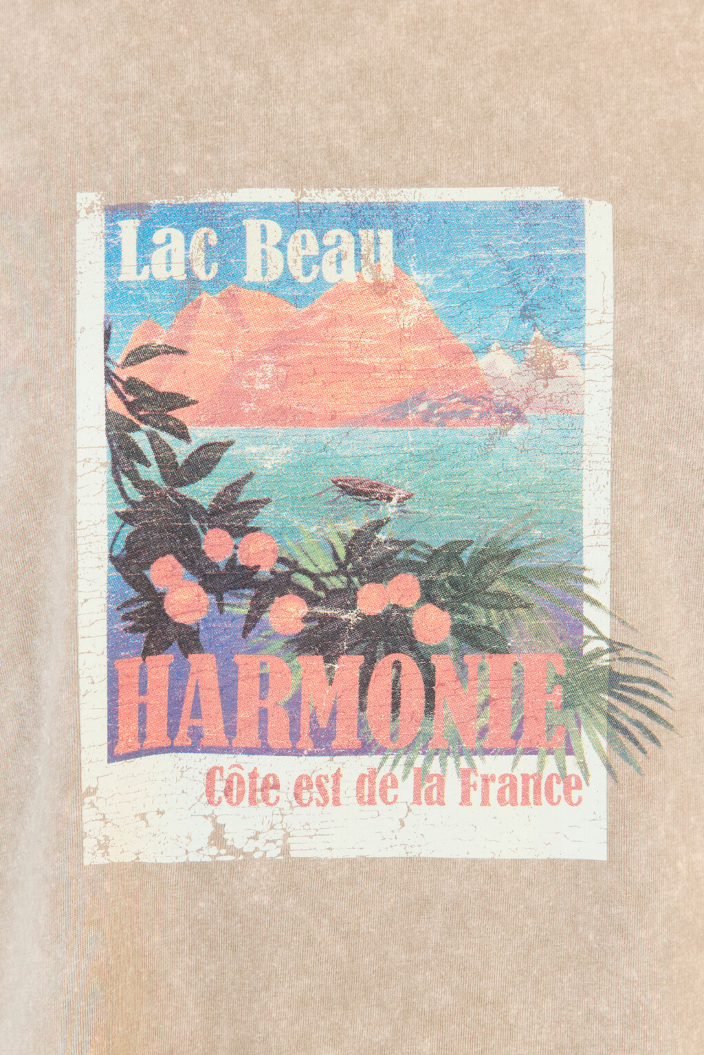 Футболка oversize с вареным эффектом и принтом - цвет бежевый - 6