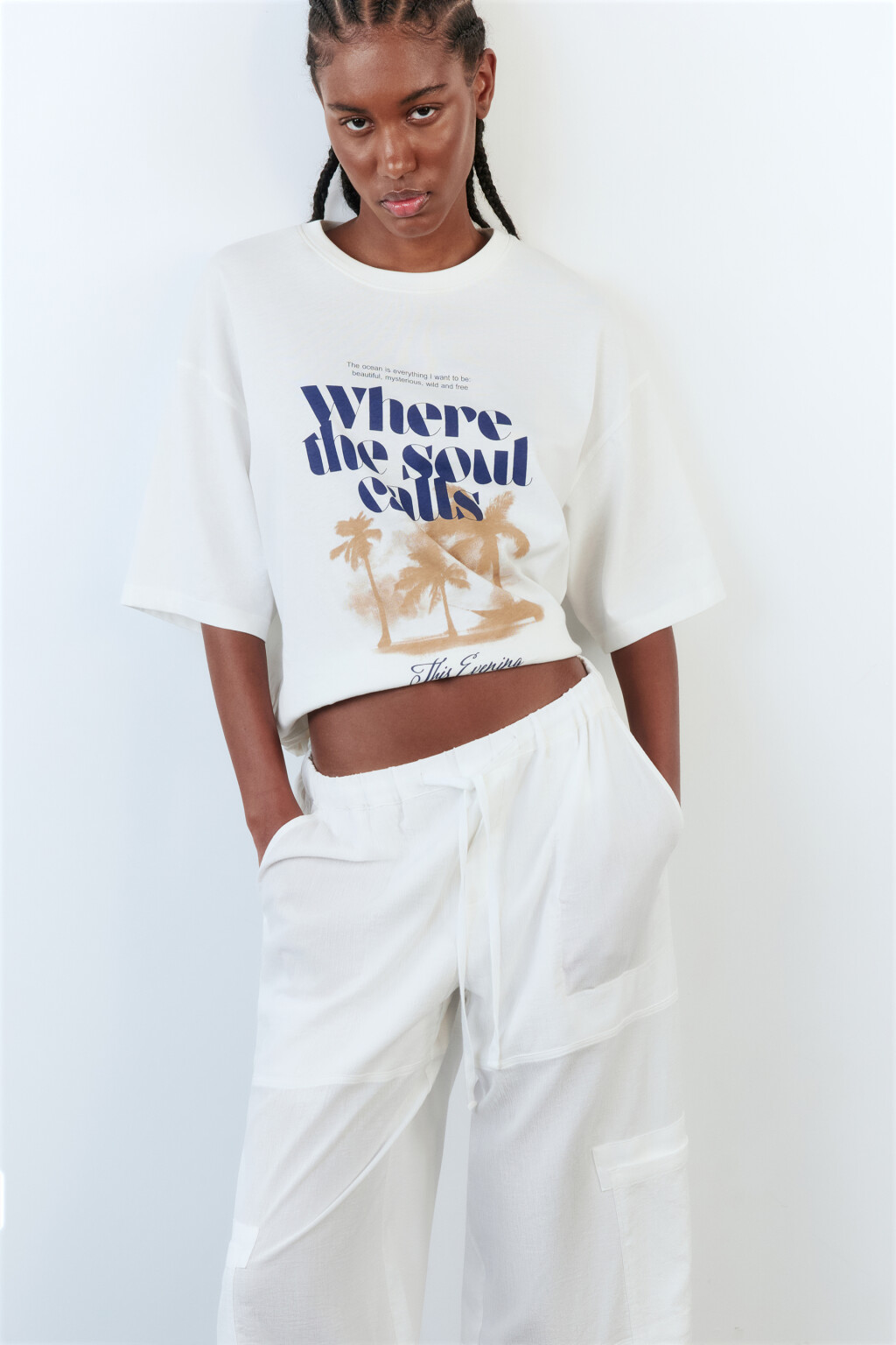 Футболка oversize хлопковая с принтом - цвет белый - 1