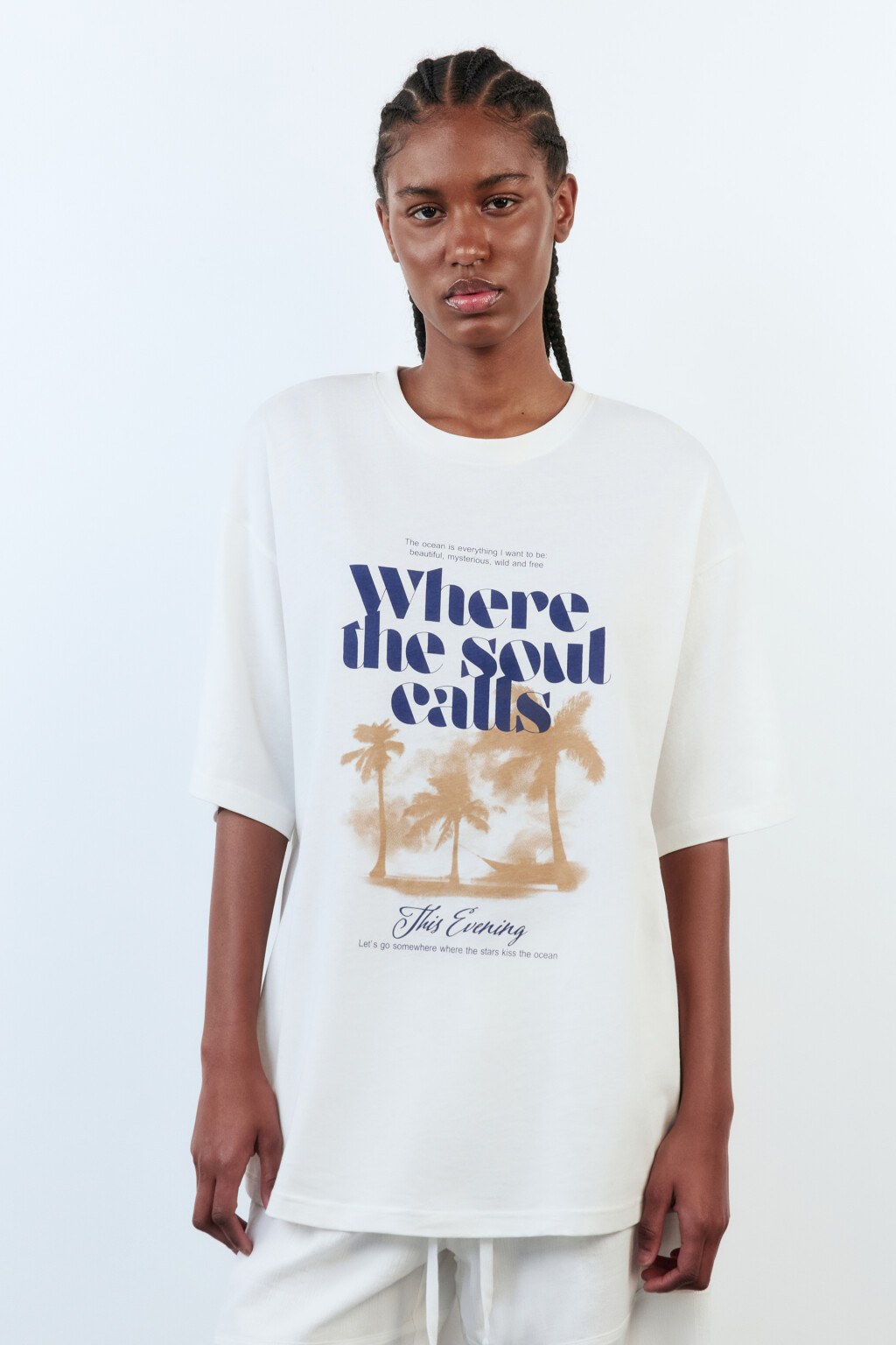 Футболка oversize хлопковая с принтом - цвет белый - 2