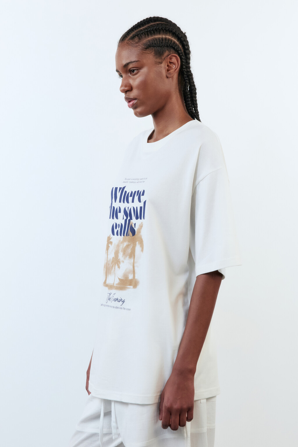Футболка oversize хлопковая с принтом - цвет белый - 3