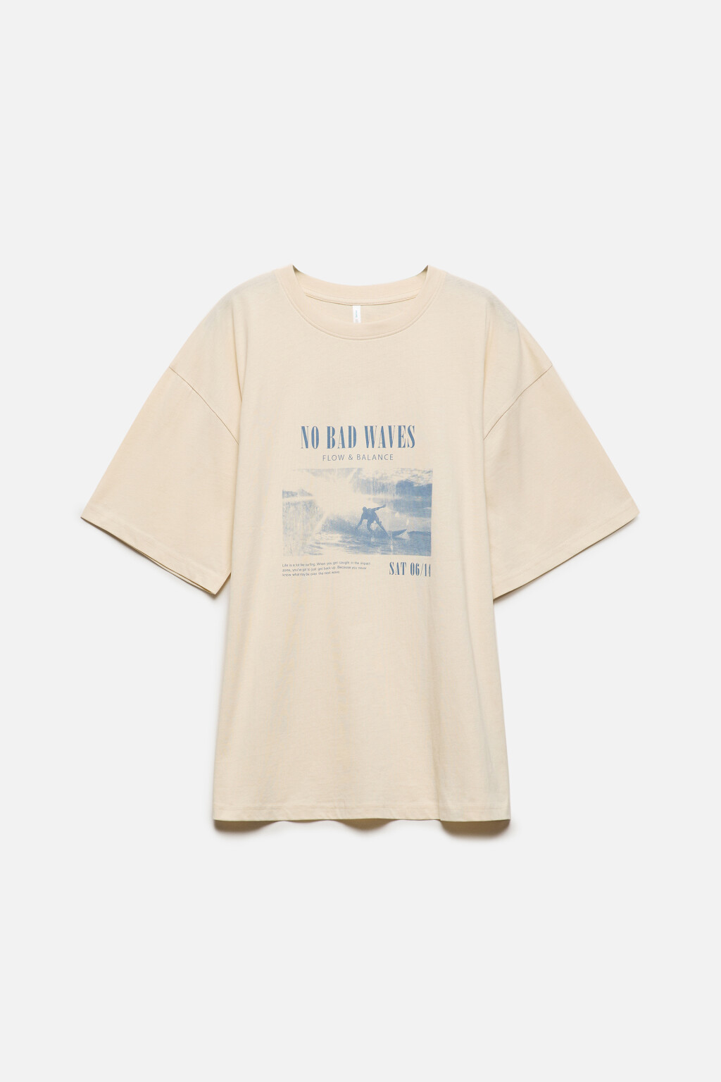 Футболка oversize хлопковая с принтом - цвет бежевый - 8