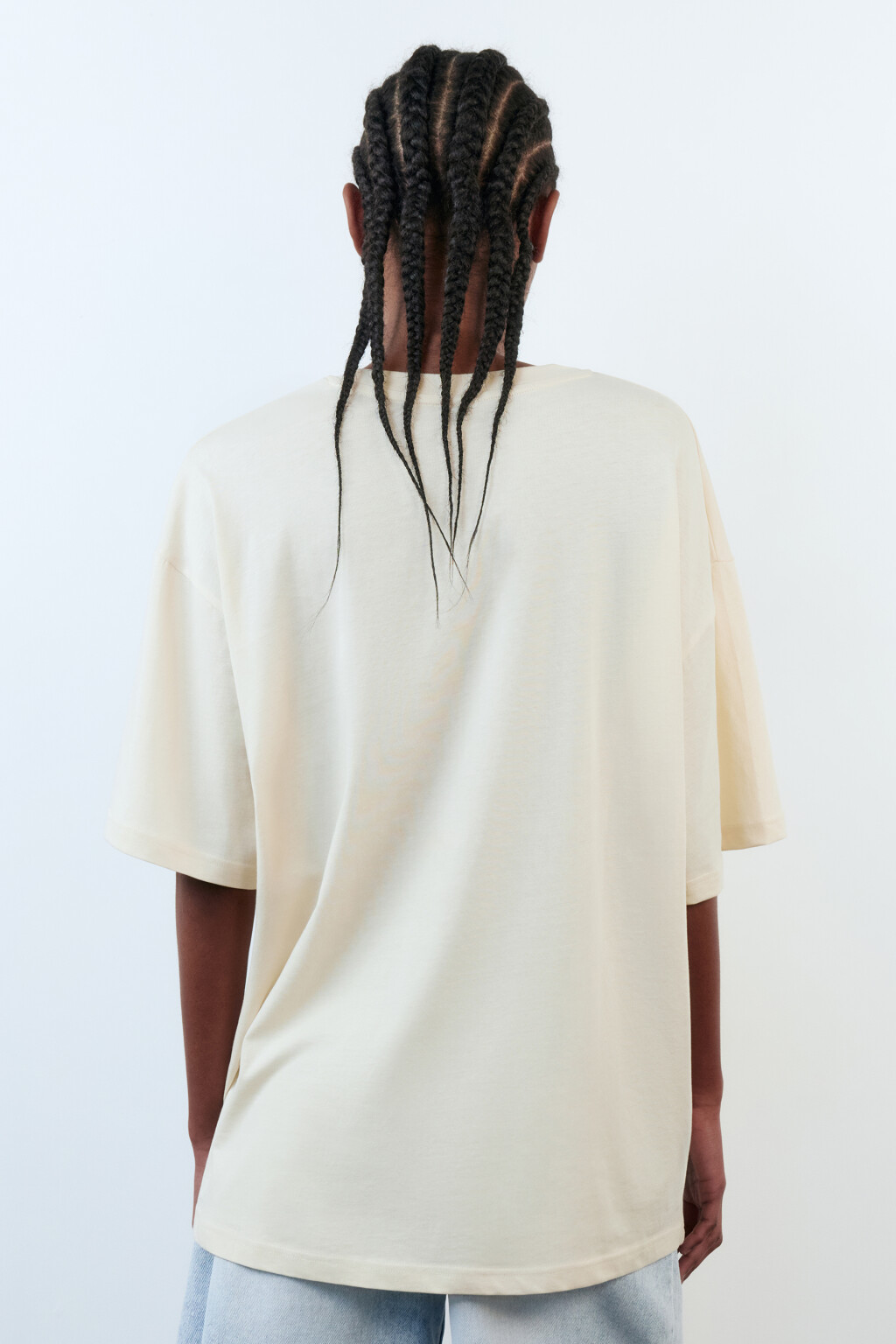 Футболка oversize хлопковая с принтом - цвет бежевый - 4