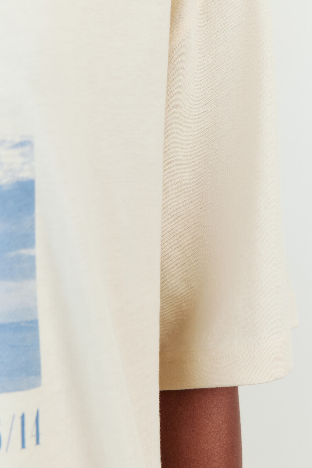 Футболка oversize хлопковая с принтом - цвет бежевый - 7