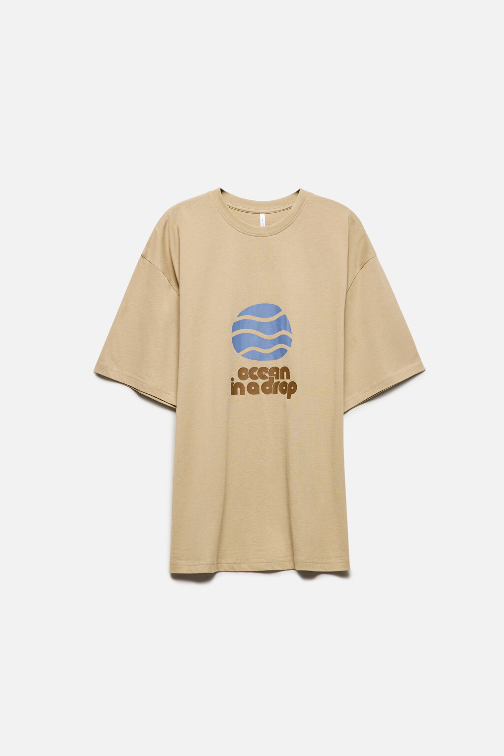 Футболка oversize хлопковая с принтом - цвет бежевый - 8