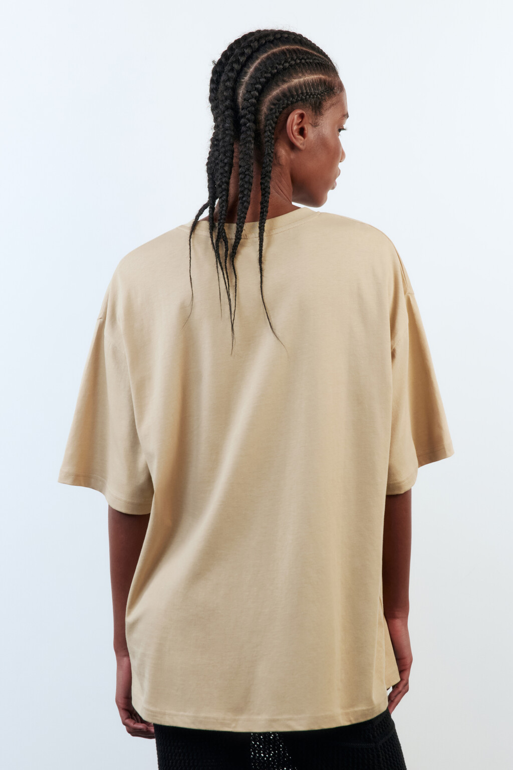Футболка oversize хлопковая с принтом - цвет бежевый - 4