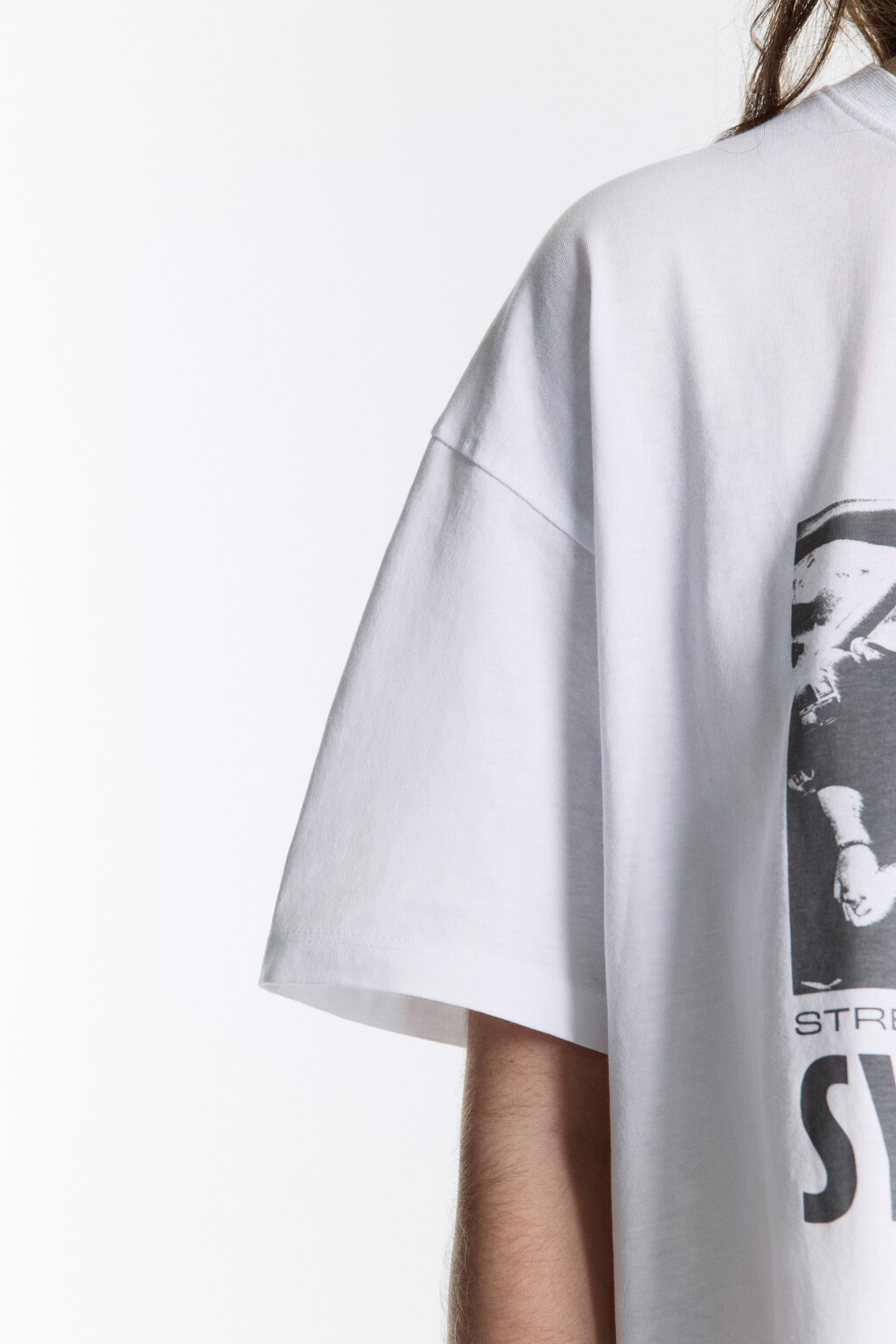 Футболка прямая хлопковая с принтом - цвет белый - 6