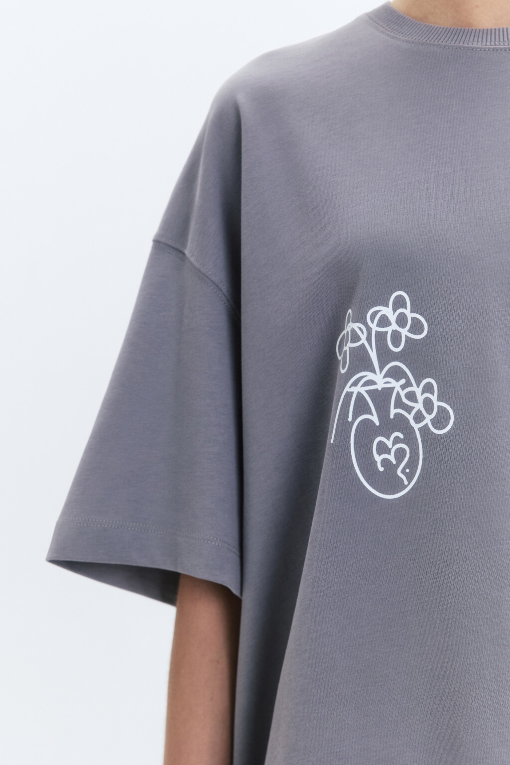 Футболка унисекс с принтом и надписями - цвет серый - 8