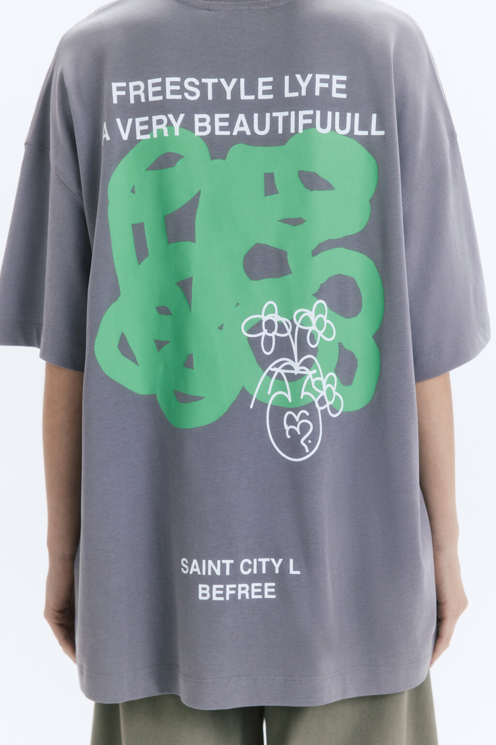 Футболка унисекс с принтом и надписями - цвет серый - 9