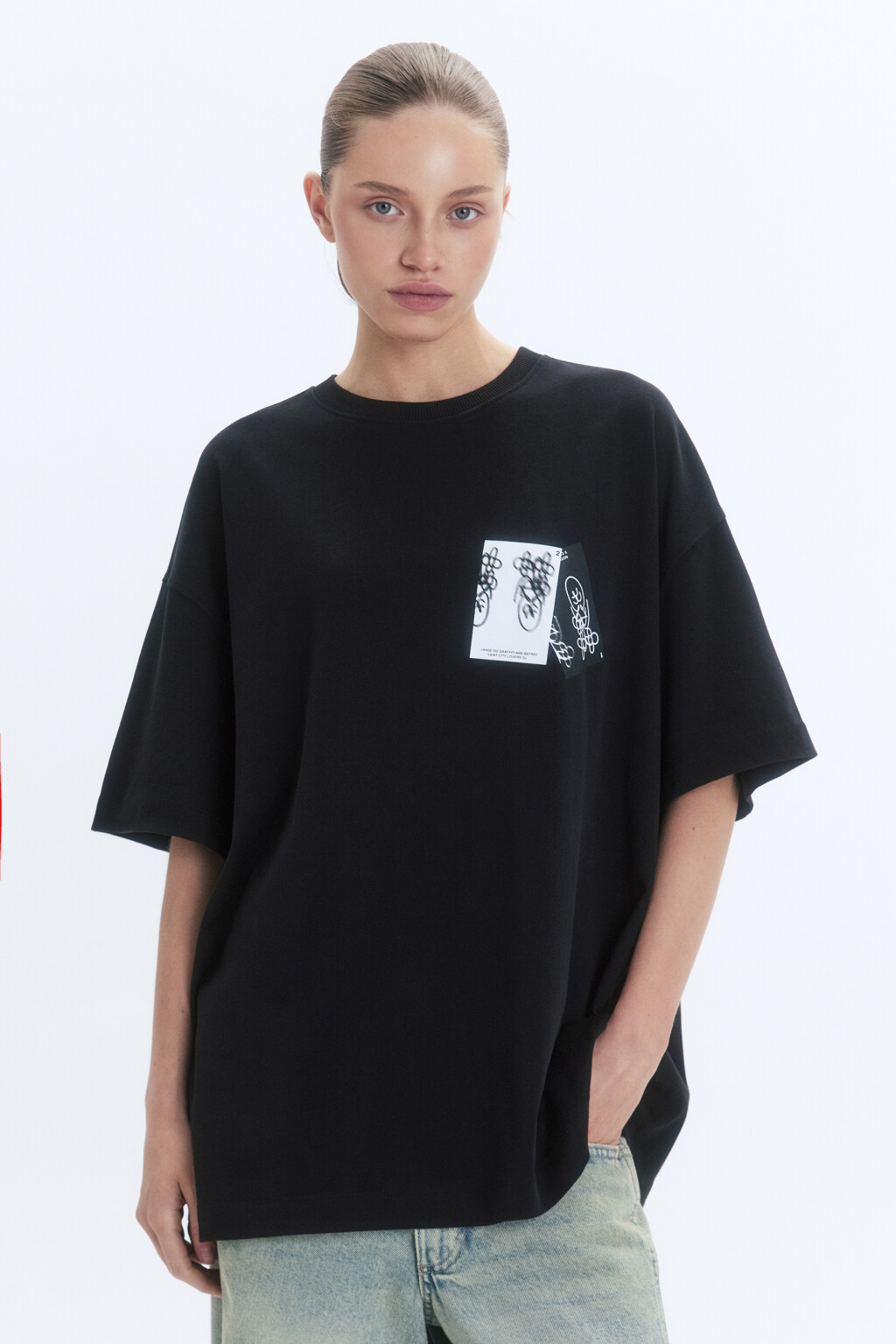 Футболка унисекс с принтом и надписями - цвет черный - 3