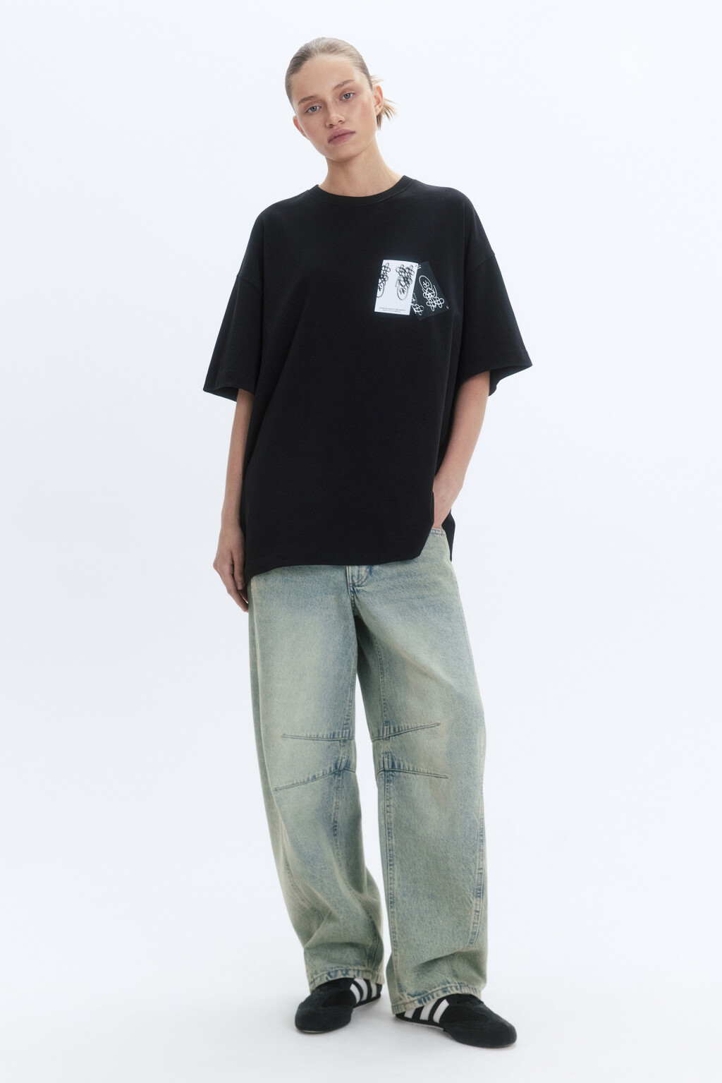 Футболка унисекс с принтом и надписями - цвет черный - 1