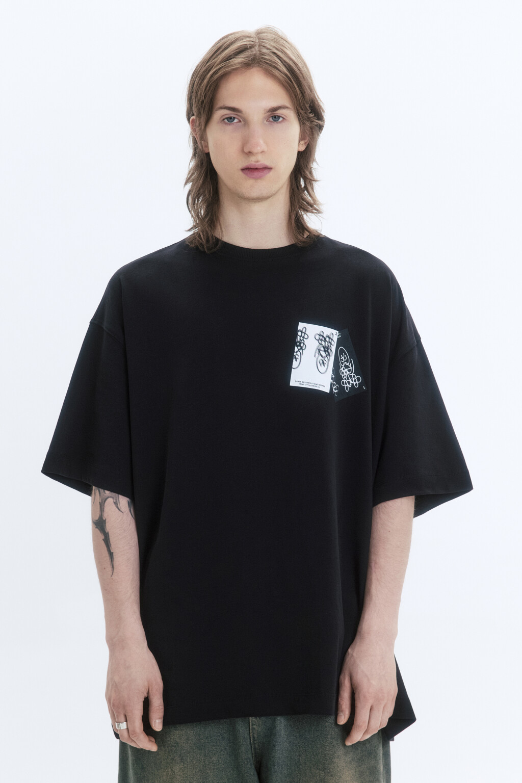 Футболка унисекс с принтом и надписями - цвет черный - 5