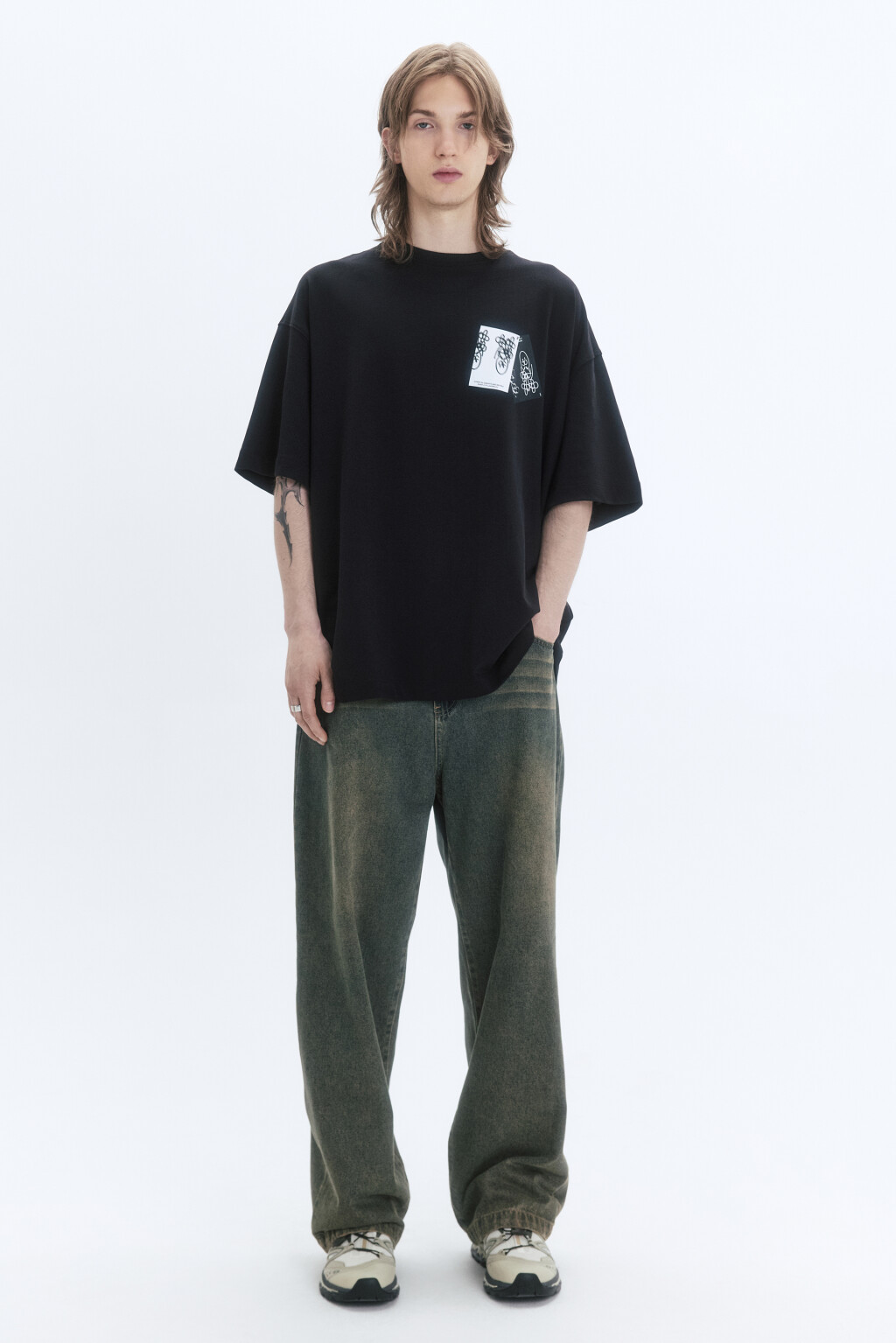 Футболка унисекс с принтом и надписями - цвет черный - 6