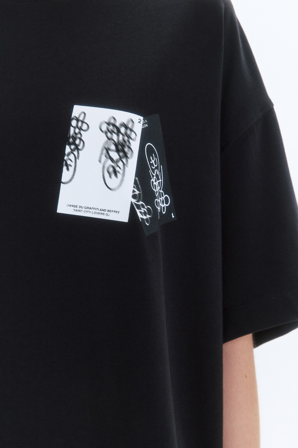 Футболка унисекс с принтом и надписями - цвет черный - 8