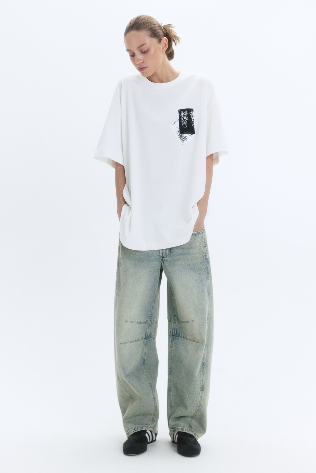 Футболка унисекс с принтом и надписями - цвет белый - 4