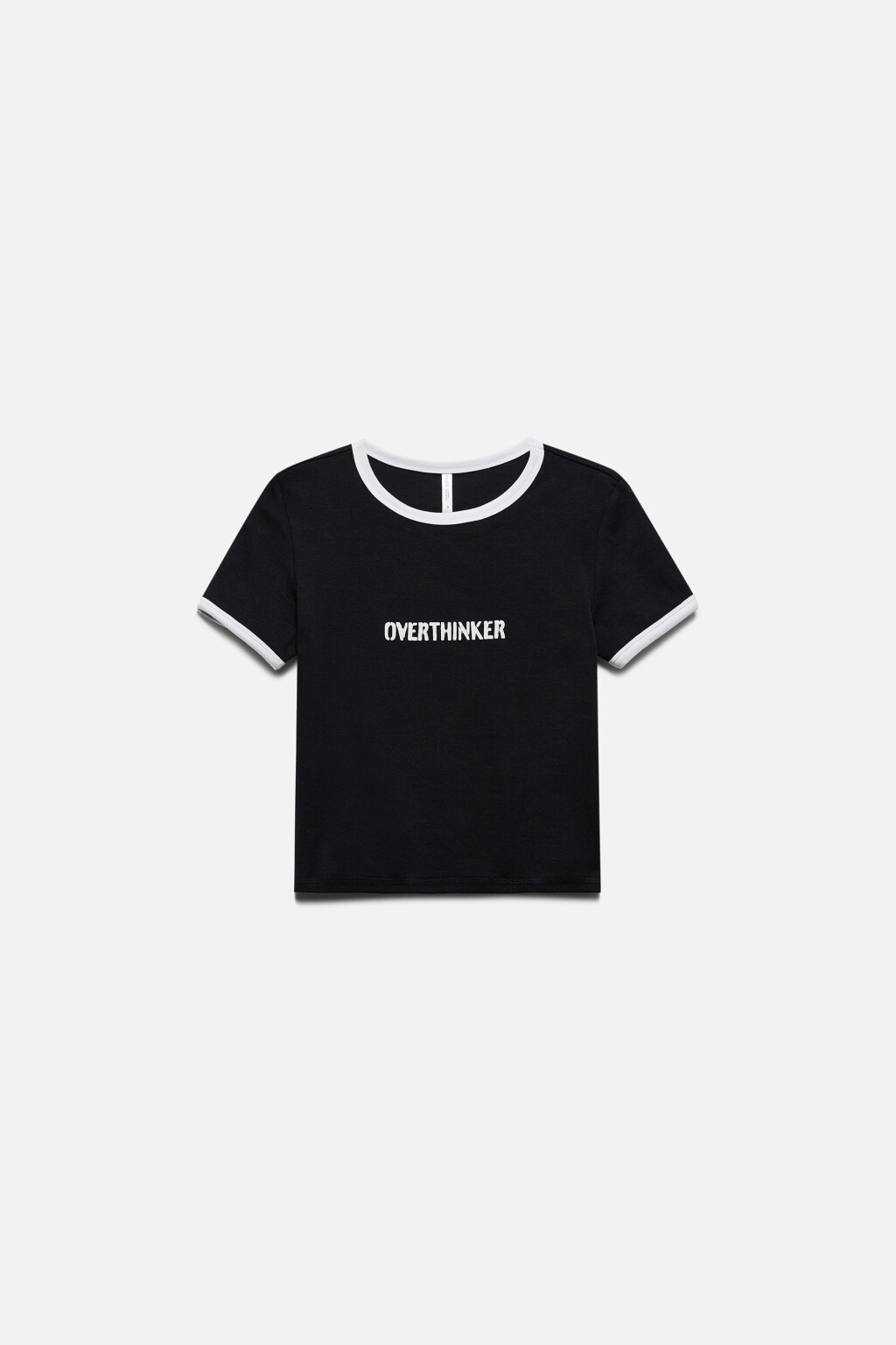 Футболка-топ с надписью и контрастной окантовкой - цвет черный - 8
