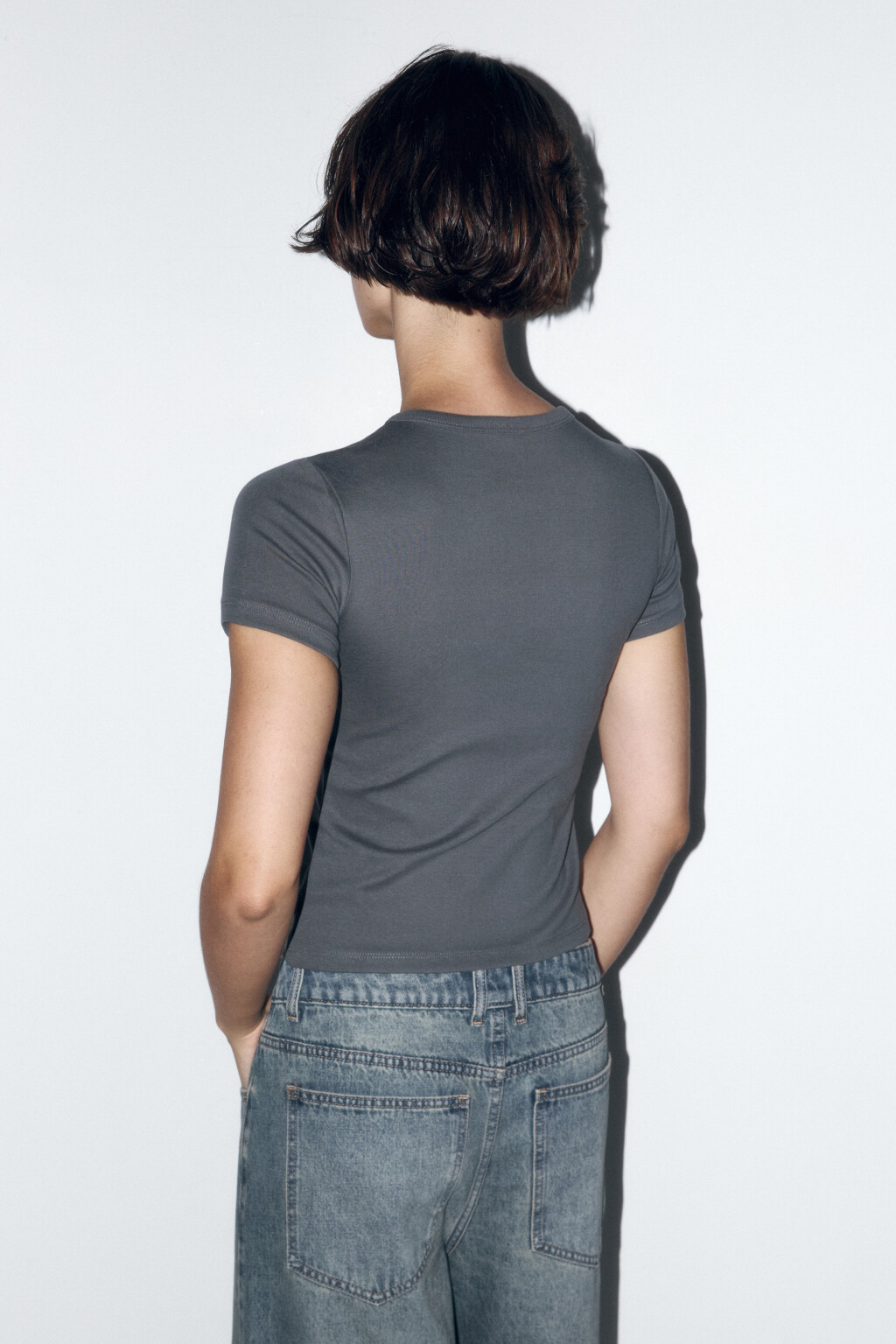 Футболка облегающая хлопковая - цвет серый - 4