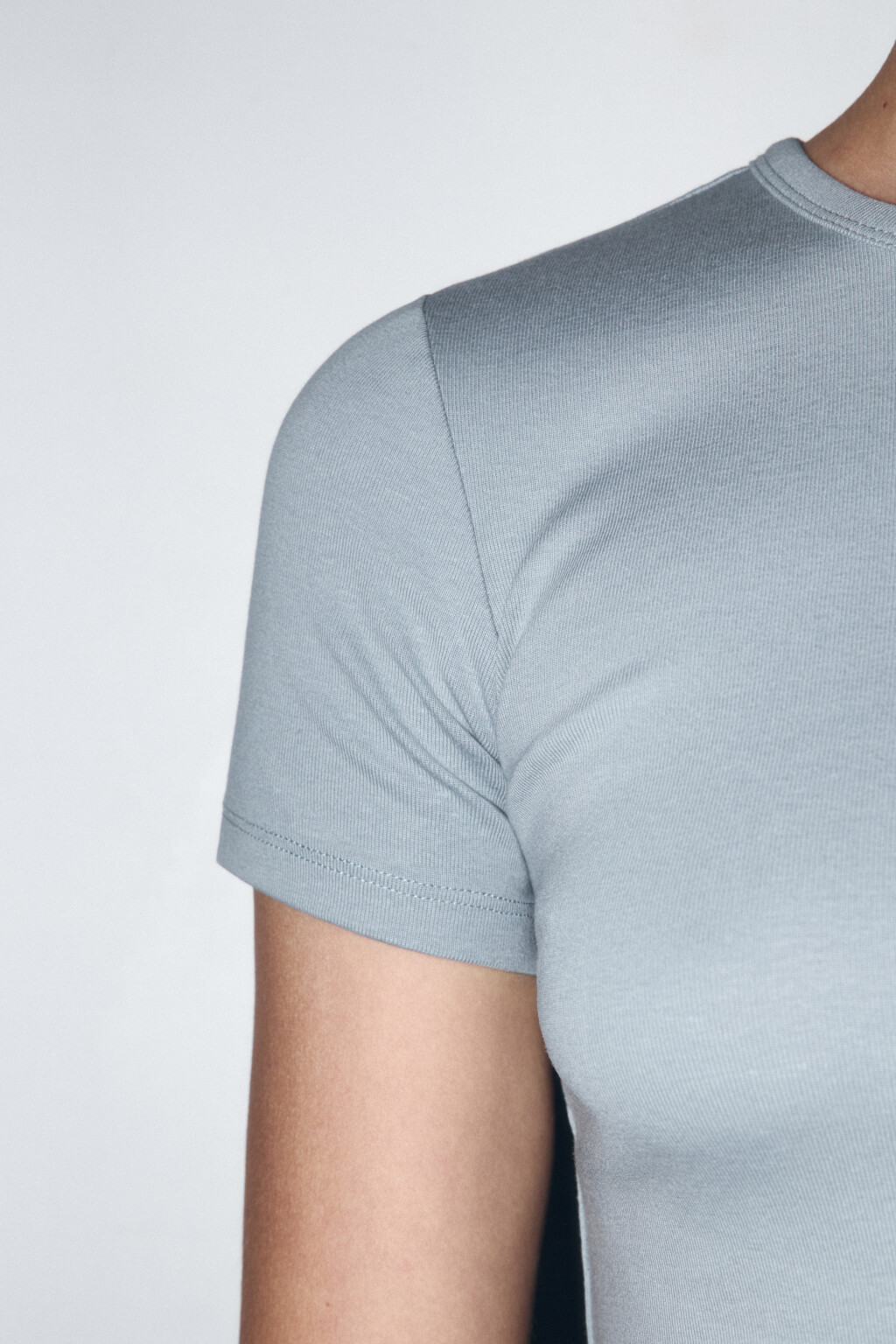 Футболка облегающая хлопковая - цвет голубой - 7