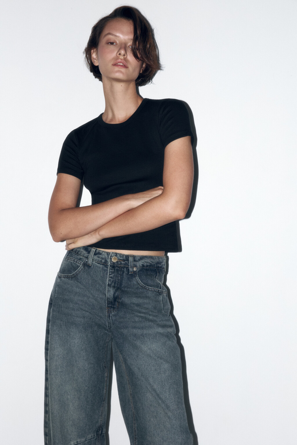 Футболка облегающая хлопковая - цвет черный - 1