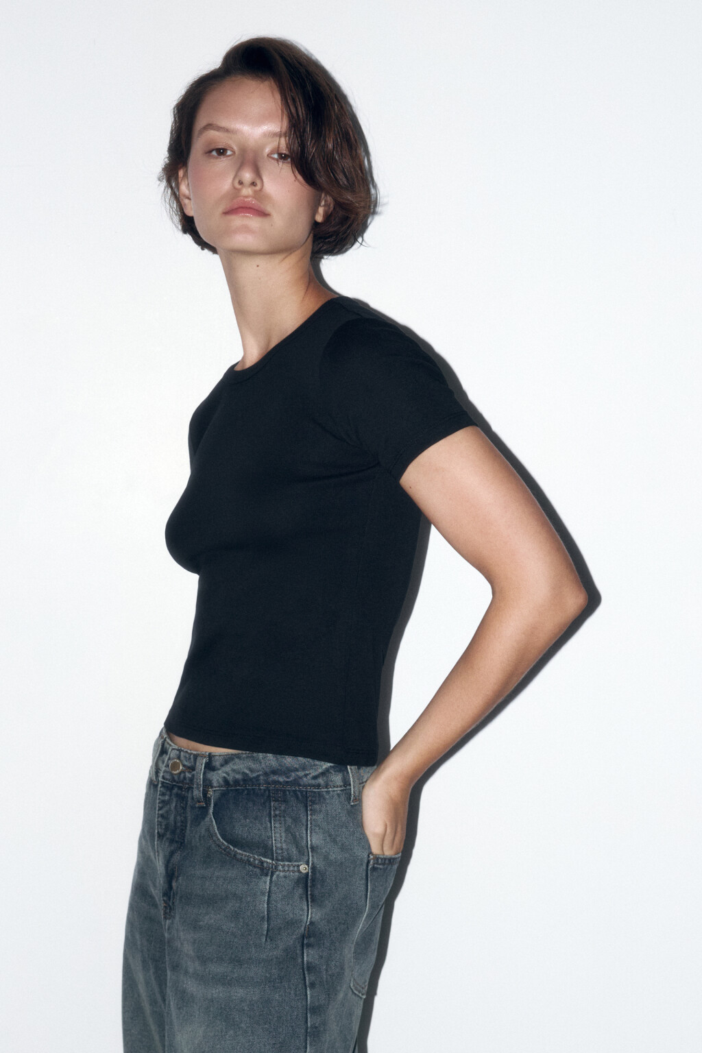 Футболка облегающая хлопковая - цвет черный - 3