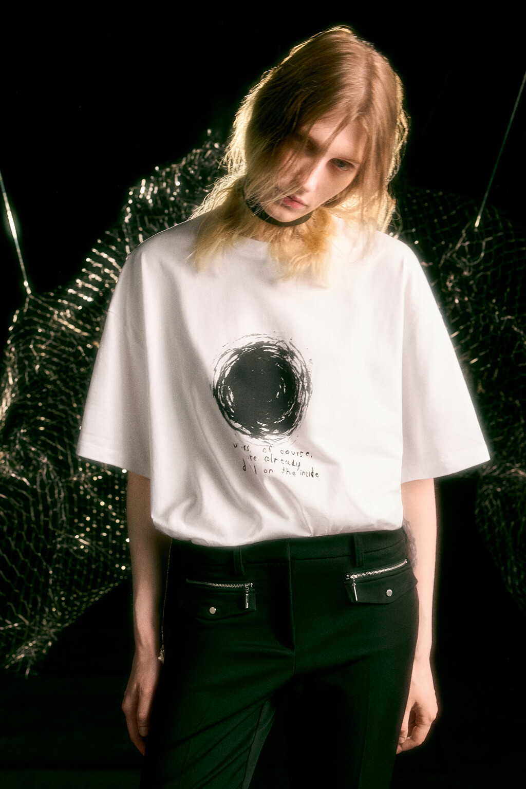 Футболка oversize с принтом-абстракцией - цвет белый - 8