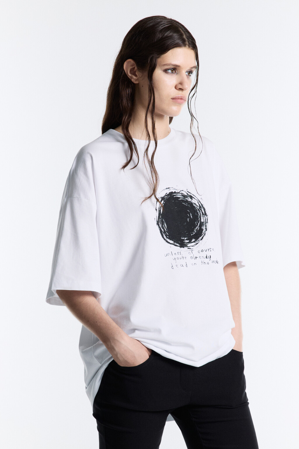Футболка oversize с принтом-абстракцией - цвет белый - 3