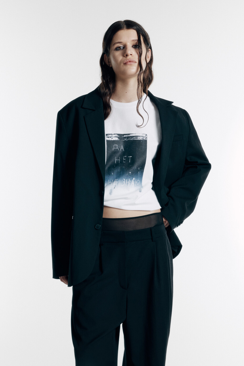 Футболка oversize с принтом-абстракцией - цвет белый - 2