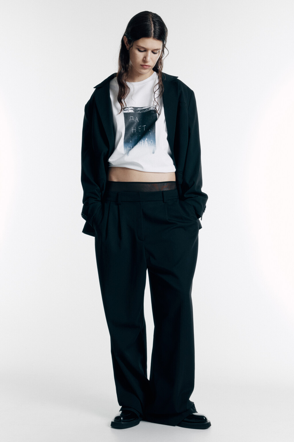 Футболка oversize с принтом-абстракцией - цвет белый - 3