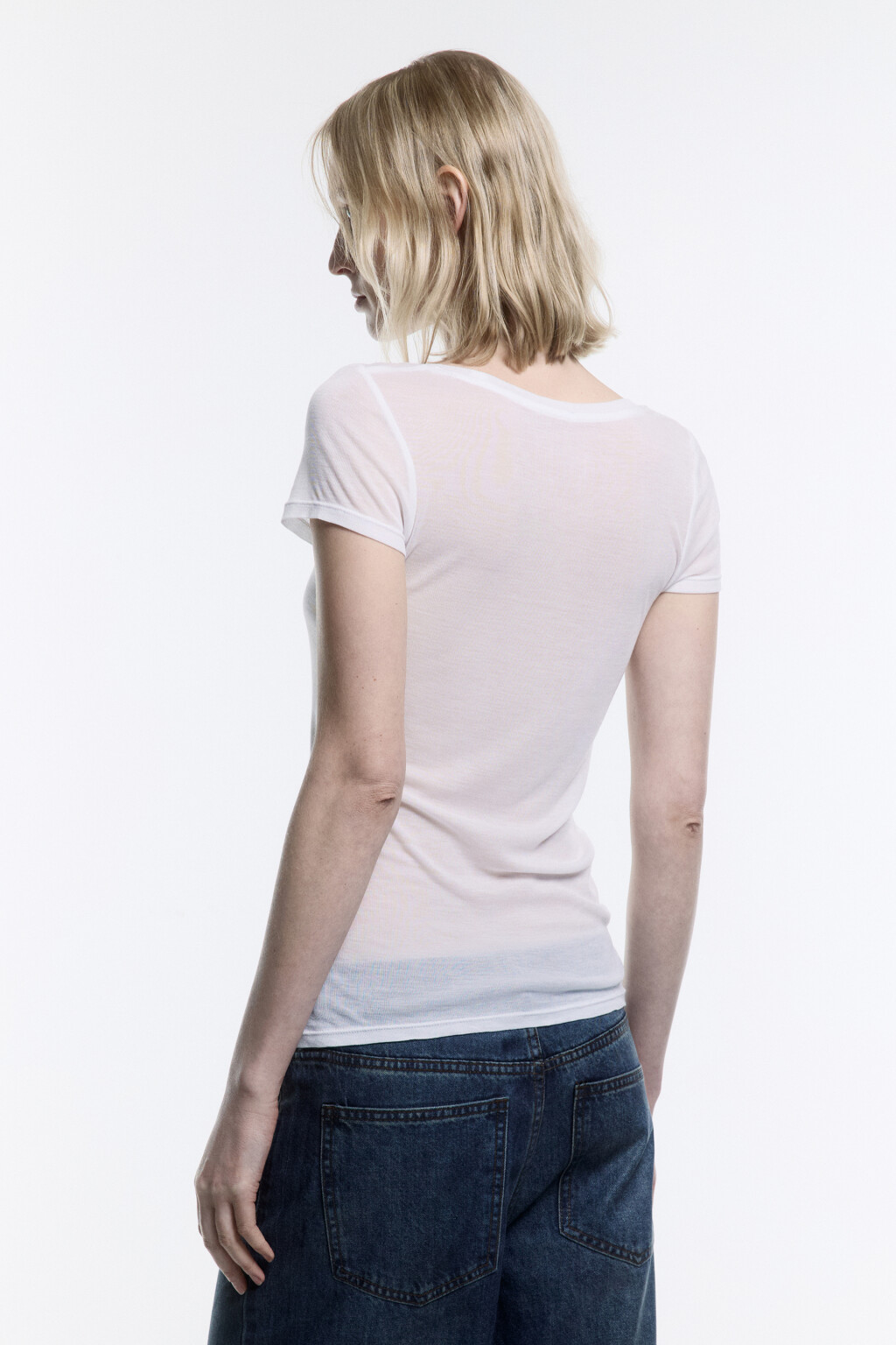 Футболка облегающая из лиоцелла - цвет белый - 5