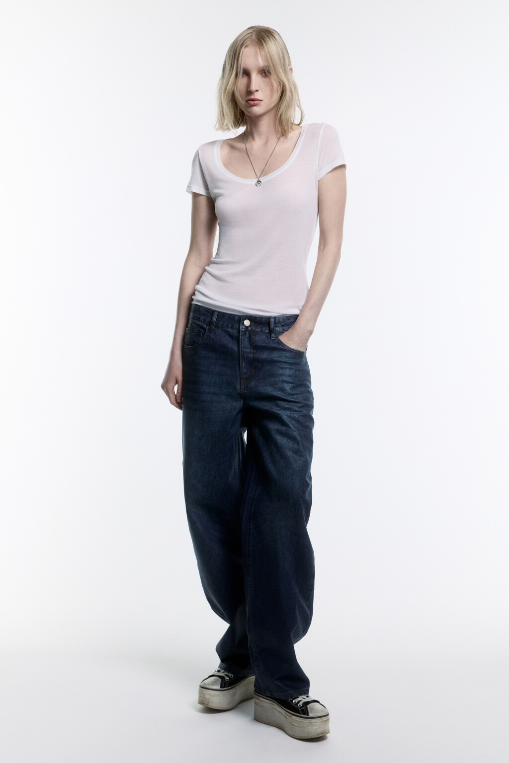 Футболка облегающая из лиоцелла - цвет белый - 1