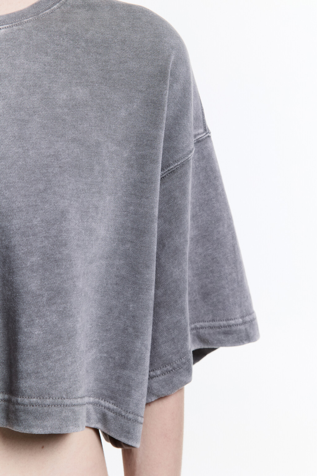 Футболка-топ oversize с вареным эффектом - цвет серый - 8