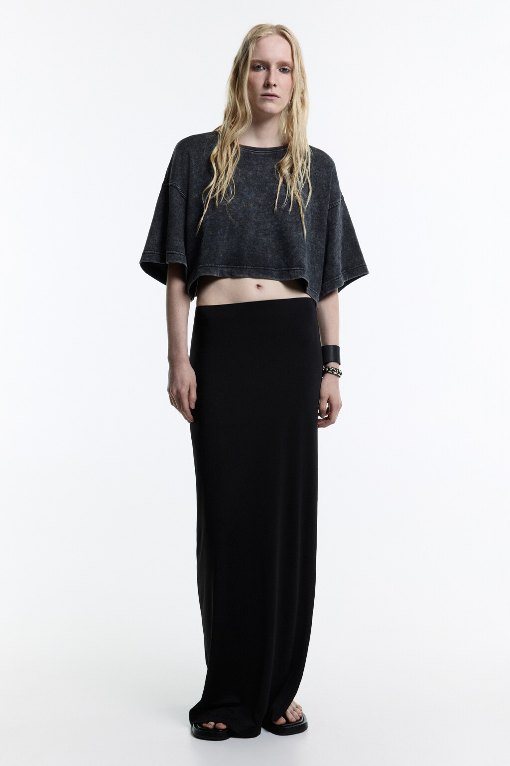 Футболка-топ oversize с вареным эффектом - цвет серый - 5