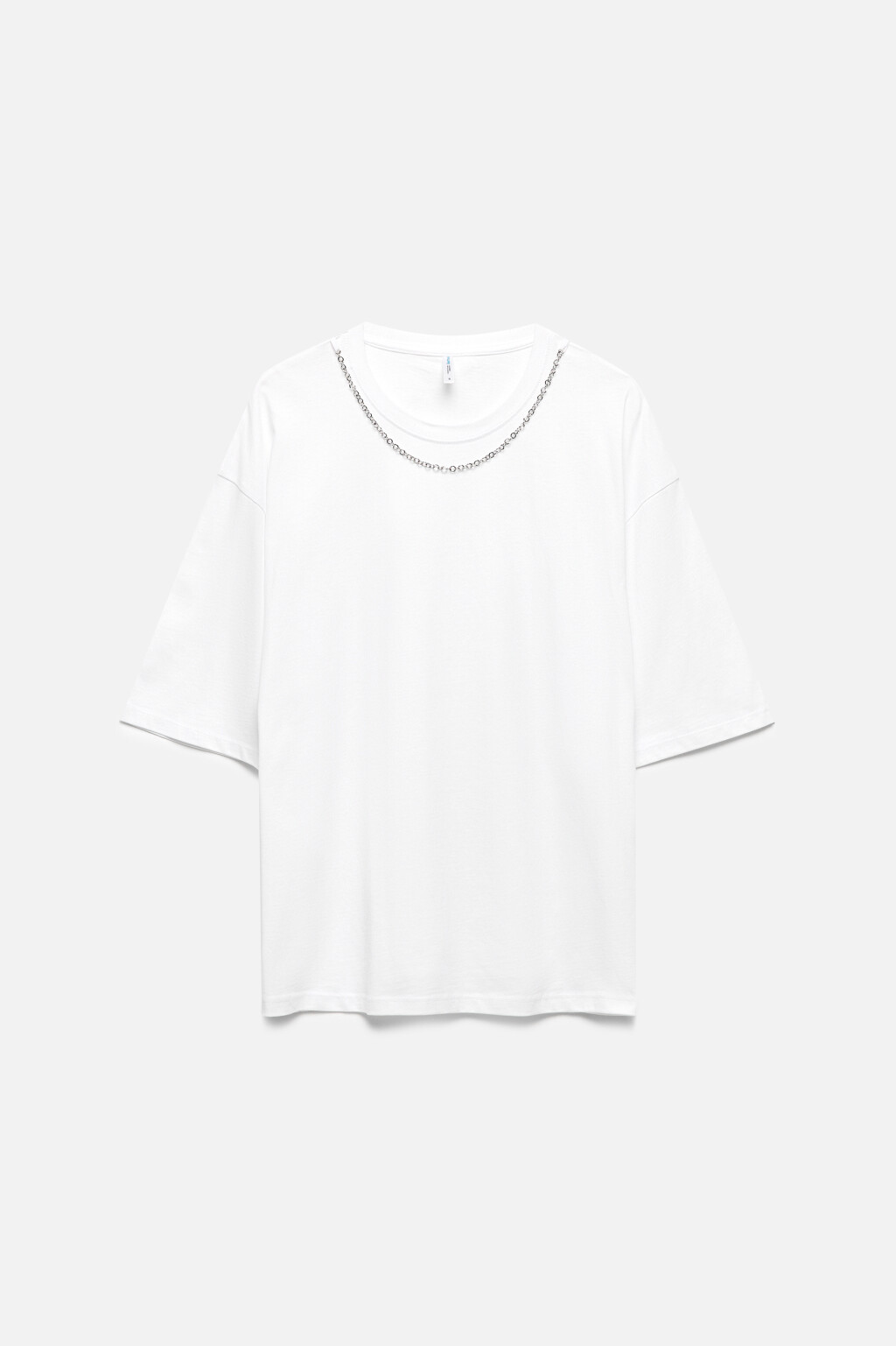Футболка oversize с металлической цепочкой - цвет белый - 9