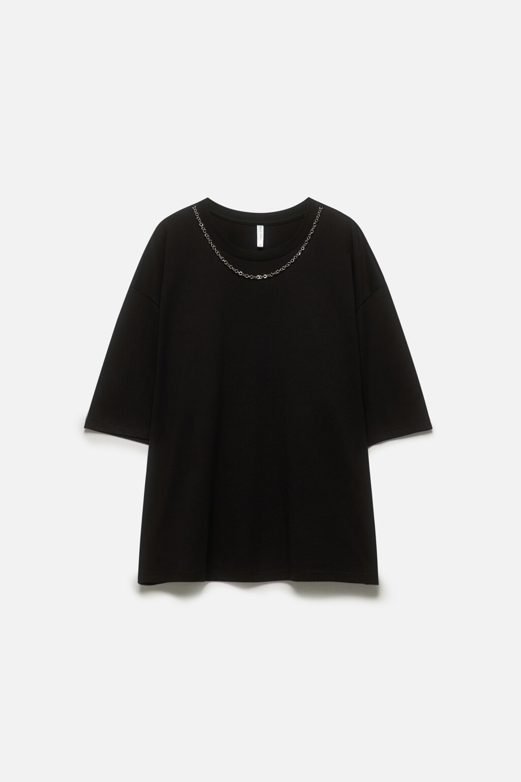 Футболка oversize с металлической цепочкой - цвет черный - 8