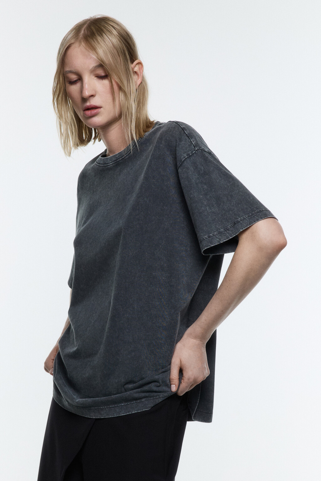 Футболка хлопковая с вареным эффектом - цвет серый - 3