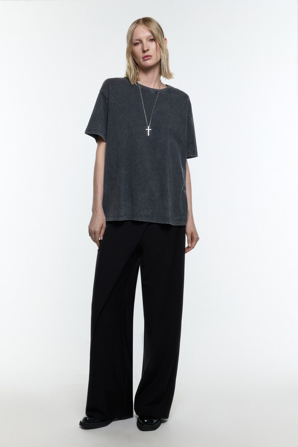 Футболка хлопковая с вареным эффектом - цвет серый - 5