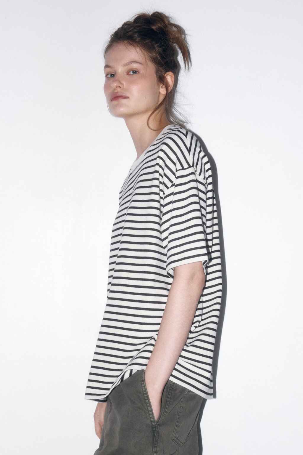 Футболка oversize хлопковая в полоску - цвет черный - 4