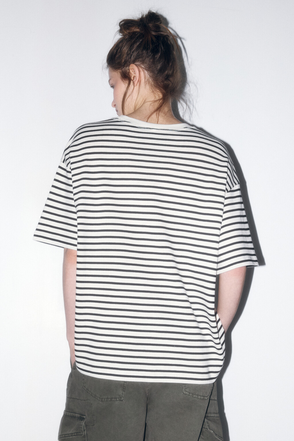 Футболка oversize хлопковая в полоску - цвет черный - 5