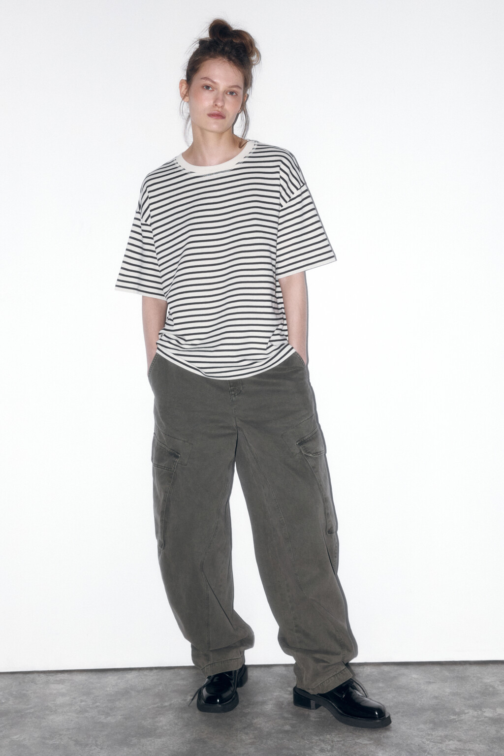 Футболка oversize хлопковая в полоску - цвет черный - 6