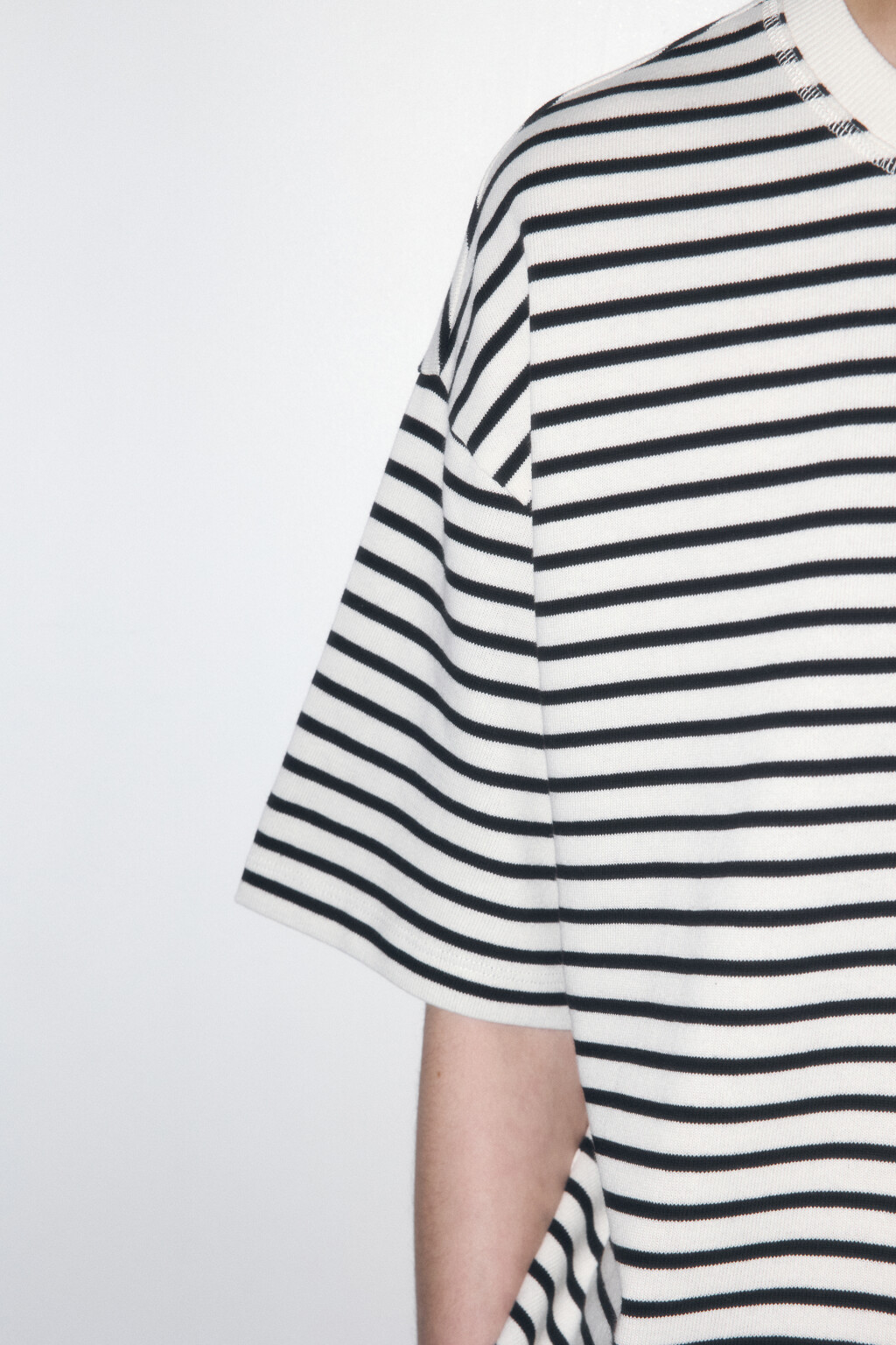 Футболка oversize хлопковая в полоску - цвет черный - 8