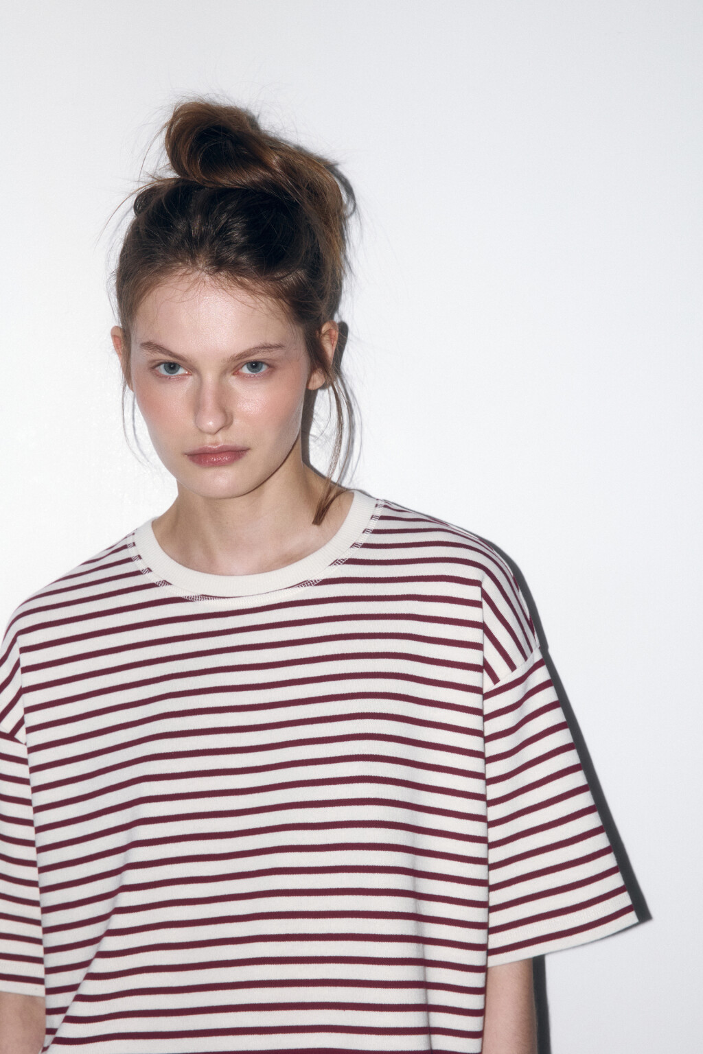 Футболка oversize хлопковая в полоску - цвет бордовый - 1