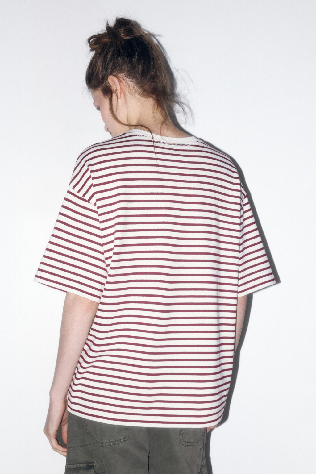 Футболка oversize хлопковая в полоску - цвет бордовый - 5