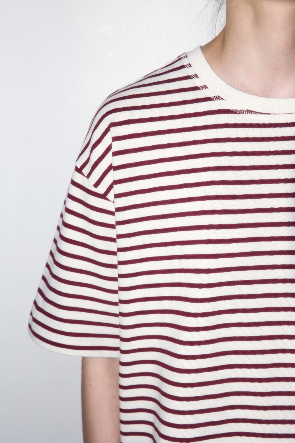 Футболка oversize хлопковая в полоску - цвет бордовый - 7