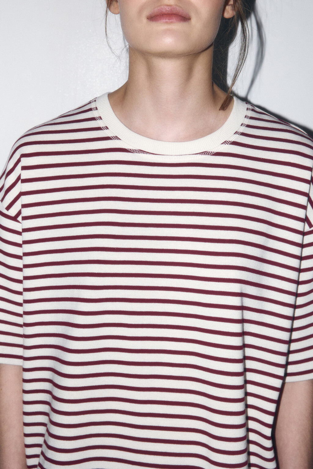 Футболка oversize хлопковая в полоску - цвет бордовый - 8