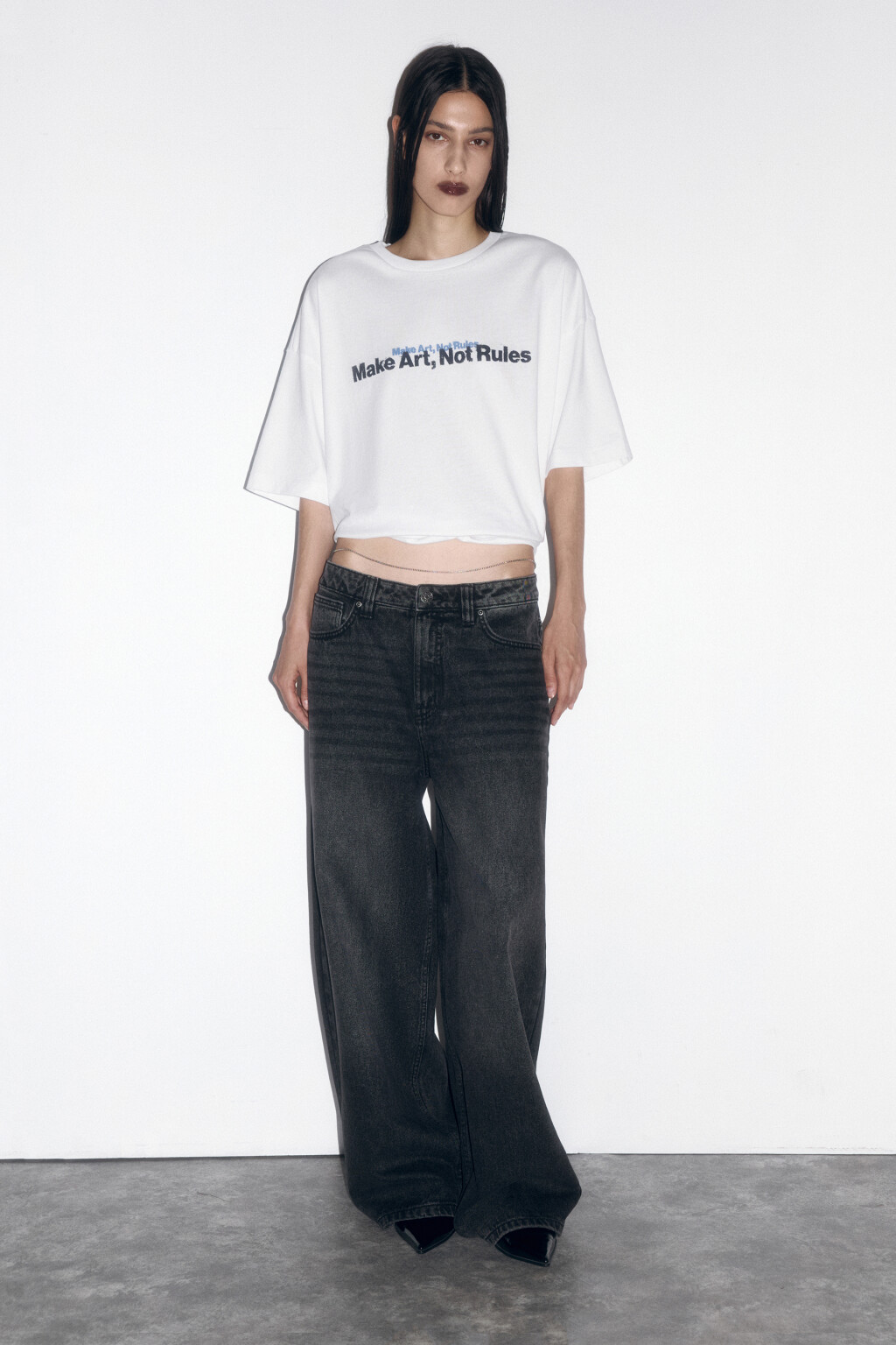 Футболка oversize с принтом на спине и надписью - цвет черный - 4