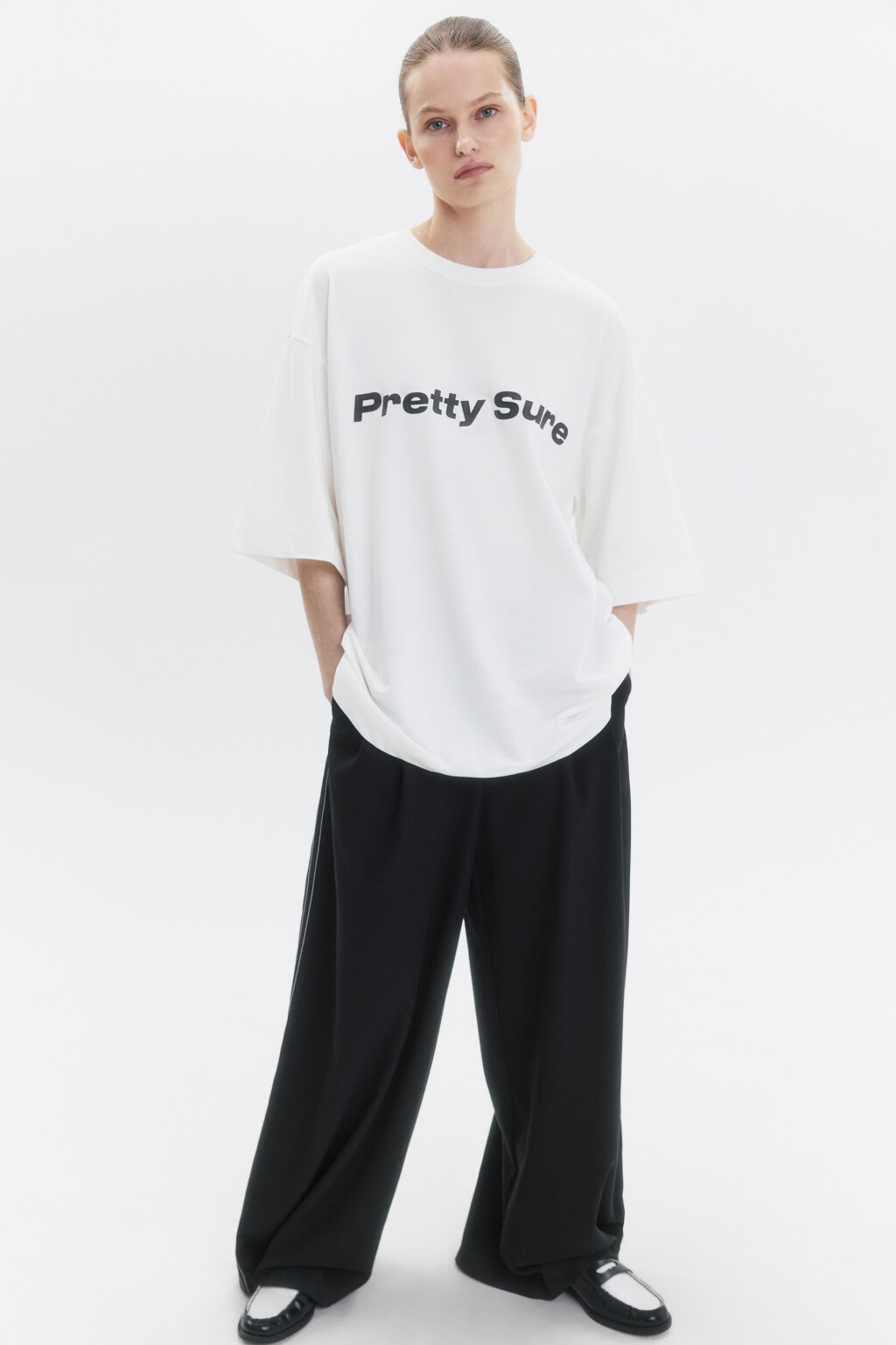 Футболка oversize с принтом-надписью - цвет белый - 5