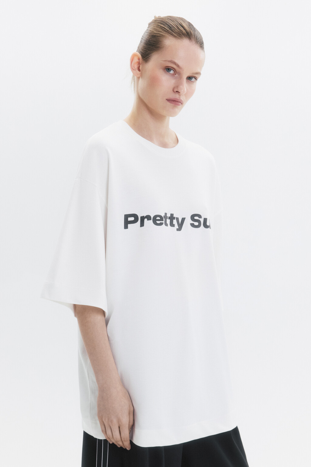 Футболка oversize с принтом-надписью - цвет белый - 3