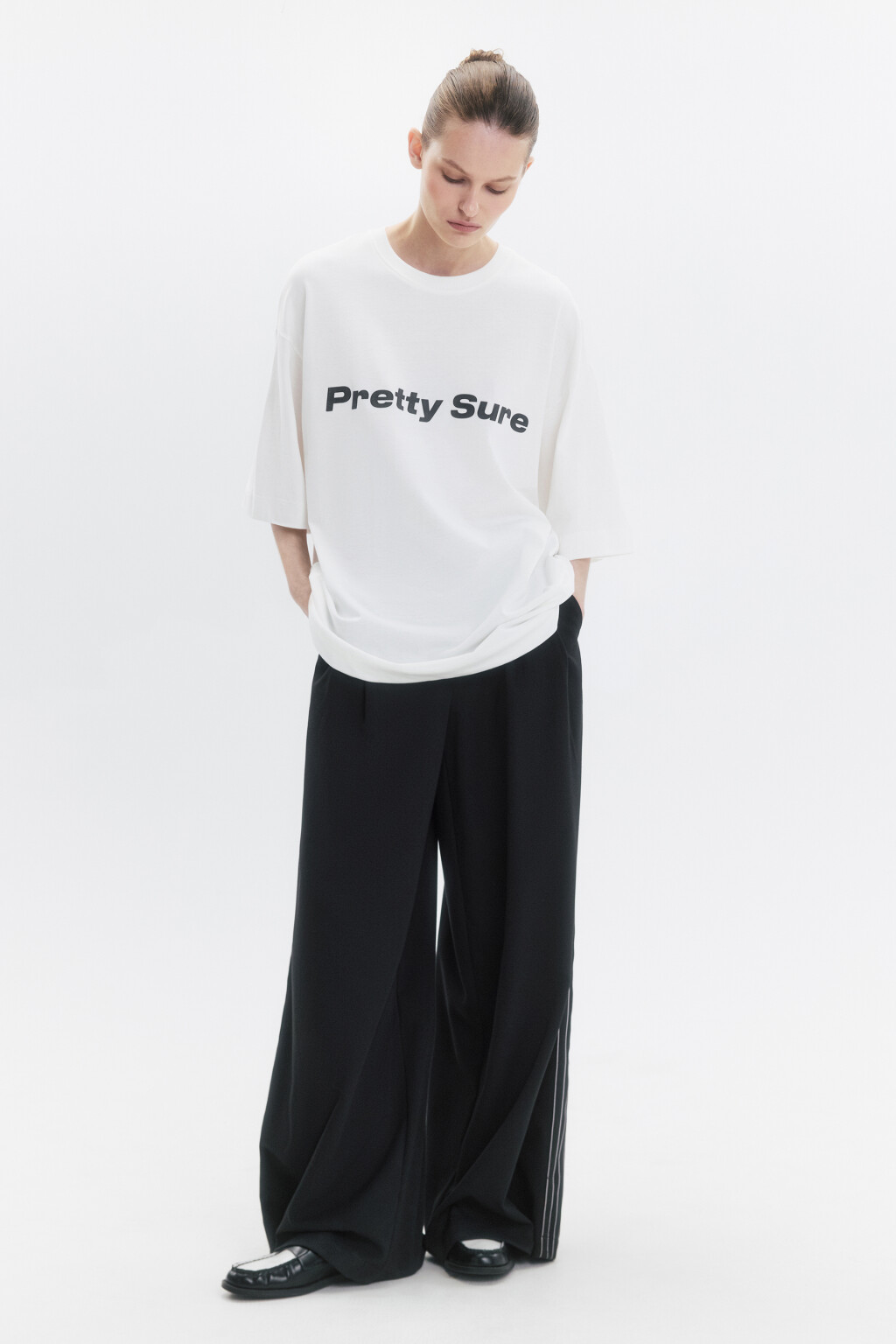 Футболка oversize с принтом-надписью - цвет белый - 6