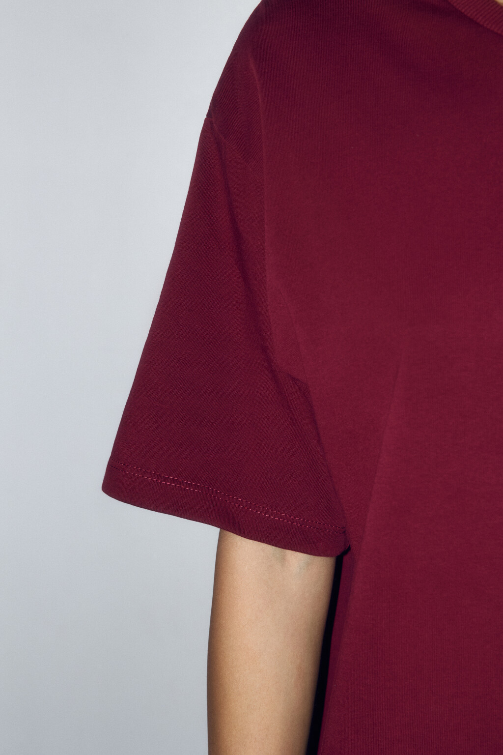 Футболка oversize из плотного трикотажа - цвет бордовый - 7