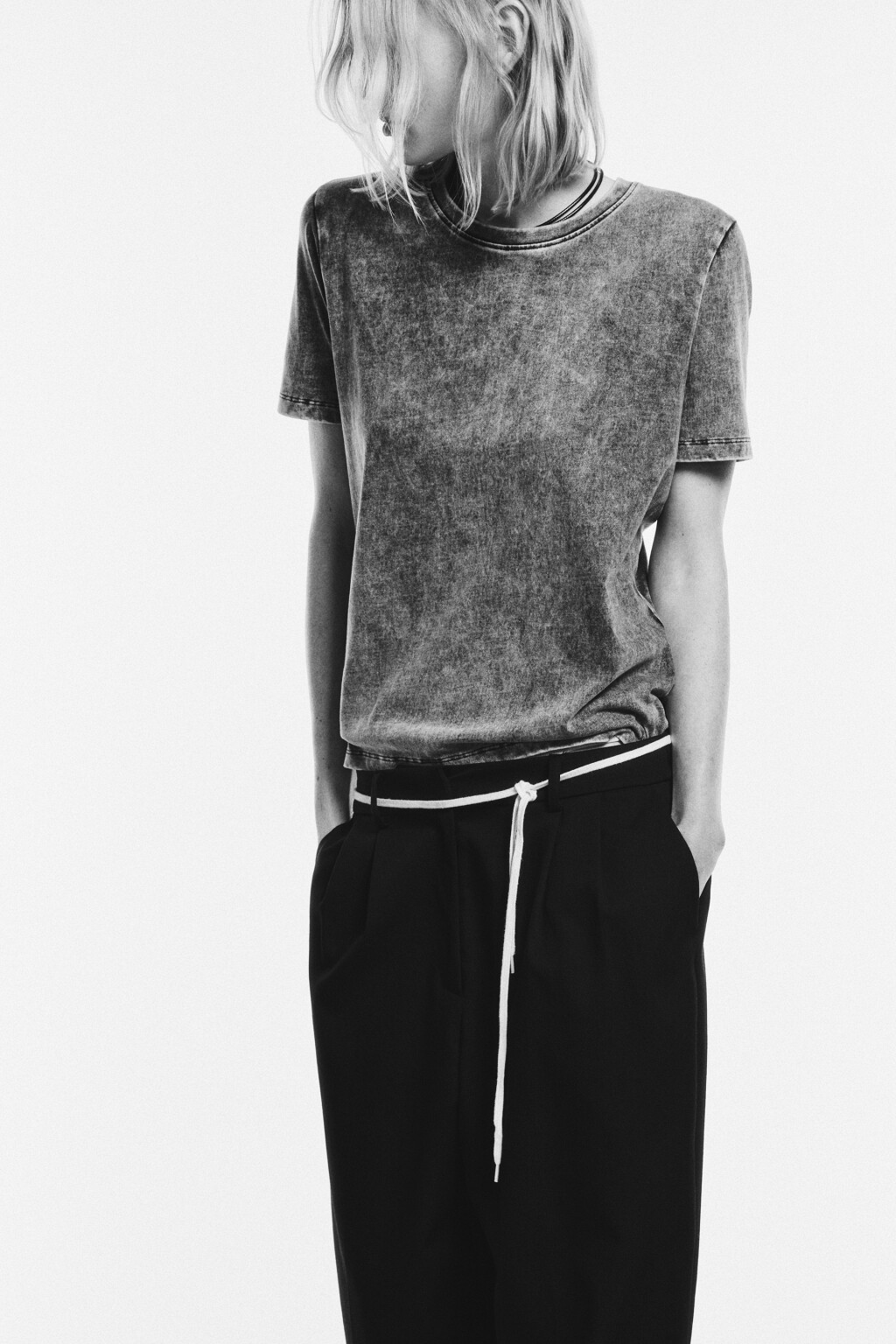 Футболка хлопковая с вареным эффектом - цвет серый - 1