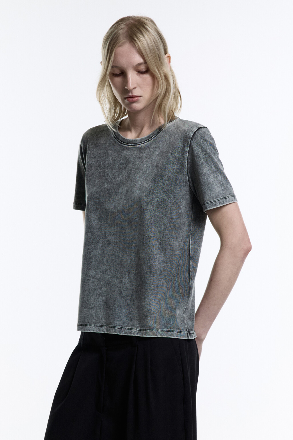 Футболка хлопковая с вареным эффектом - цвет серый - 3
